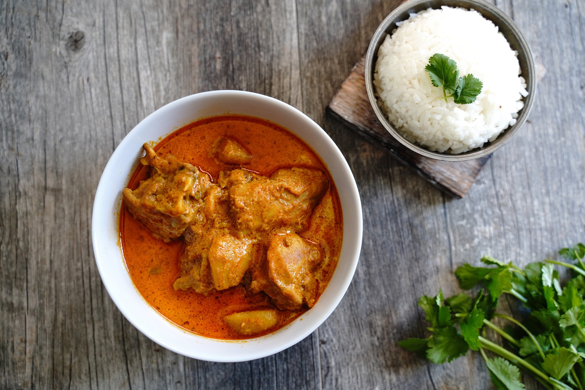 Malaysian style chicken curry with potatoes | kari ayam, selective focus